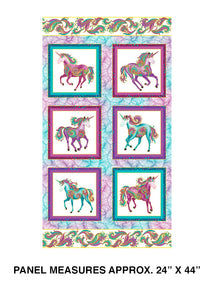 Benartex -  Believe in Unicorns -  Unicorn Panel -White Multi Colors - Ann Lauer