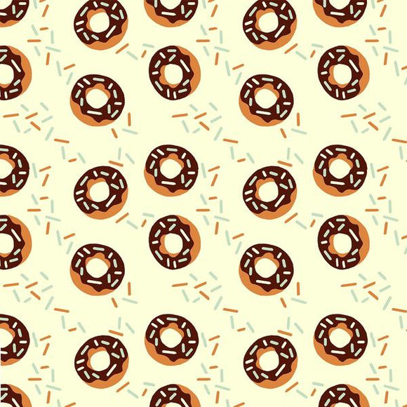 Paintbrush Studio Fabrics - Food Trucks - Chocolate Donuts on Ecru