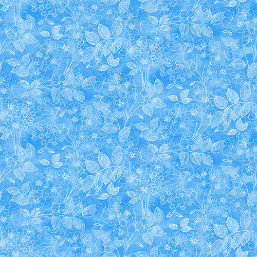 Luna Garden Blue Tonal Floral - Blank Quilting