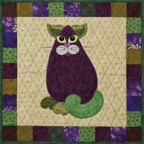 Eggplant Purr-mesan - Garden Patch Cats - Helene Knott - Story Quilts