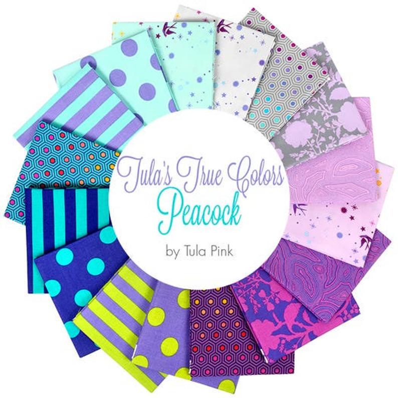 True Colors by Tula Pink - Peacock Fat Quarter on sale Bundle - 16 prints