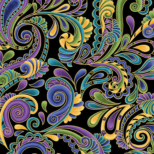 Luminescent Leaves - Swirl Sunset Paisley - Ann Lauer - Benartex Fabrics