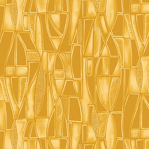 Luminescent Leaves - Tonal Geo Gold - Ann Lauer - Benartex Fabrics