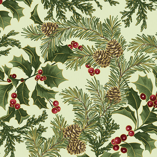 Winter In The Pines - Pine Forest Light Leaf Multi - Jackie Robinson - Benartex Fabrics