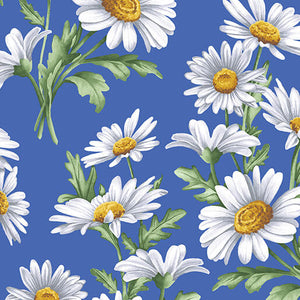 All About Daisies - Medium Blue - Jackie Robinson - Benartex Fabrics