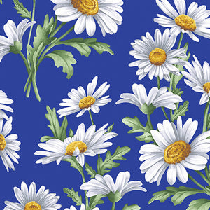 All About Daisies Royal Blue - Jackie Robinson - Benartex Fabrics