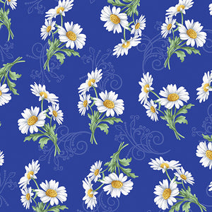 All About Daisies - Daisy Scroll Royal - Jackie Robinson - Animas Quilts