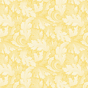 All About Daisies - Twirling Leaves Light Yellow - Jackie Robinson - Benartex Fabrics