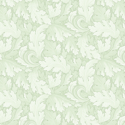 All About Daisies - Twirling Leaves Light Green - Jackie Robinson - Benartex Fabrics