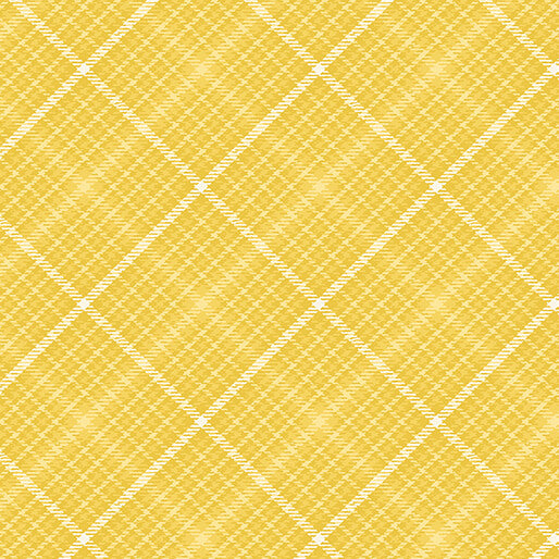 All About Daisies - Tartan Plaid Lemon - Jackie Robinson - Benartex Fabrics