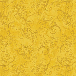 All About Daisies - Dancing Scroll Yellow - Jackie Robinson - Benartex Fabrics