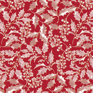 A Winter's Day - Winter Holly Red - Jackie Robinson, Animas Quilts - Benartex Fabrics