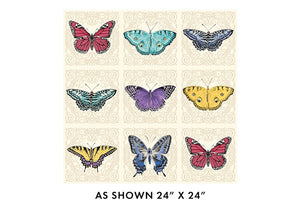 Circle of Butterflies - Butterfly Nouveau Cream/Multi - Jackie Robinson, Animas Quilt Design, Benartex Fabrics