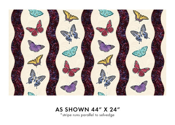 Circle of Butterflies - Butterfly Split Pearl Cream/Multi - Jackie Robinson - Animas Quilt Design - Benartex Fabrics