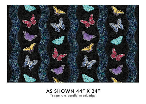 Circle of Butterflies - Butterfly Split Pearl Black/Multi - Jackie Robinson - Animas Quilt Design - Benartex Fabric