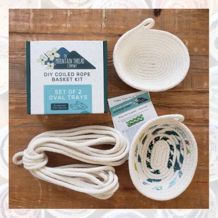 DIY Rope Basket Kit - 2 Oval Trays with 5/16 Coiled Rope - Mountain Thread Company