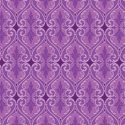 Circle of Butterflies - Damask Dark Petal - Jackie Robinson, Animas Quilts - Benartex Fabrics