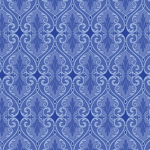 Circle of Butterflies - Damask Dark Lapis - Jackie Robinson - Animas Quilt Designs - Benartex Fabrics