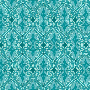 Circle of Butterflies - Damask Dark Azure - Jackie Robinson - Animas Quilt Design - Benartex Fabrics
