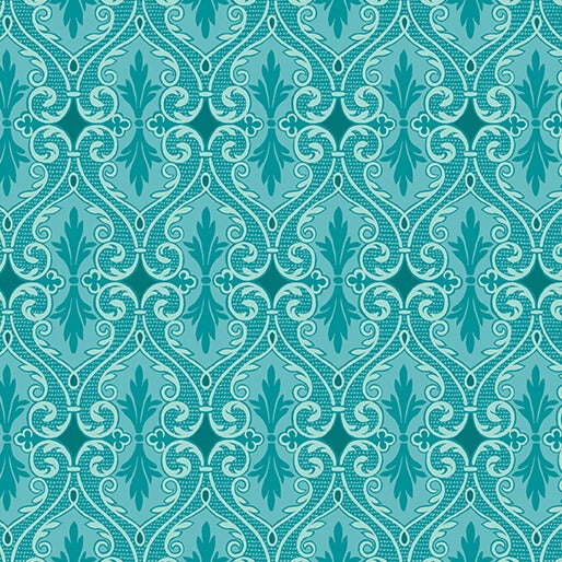 Circle of Butterflies - Damask Dark Azure - Jackie Robinson - Animas Quilt Design - Benartex Fabrics