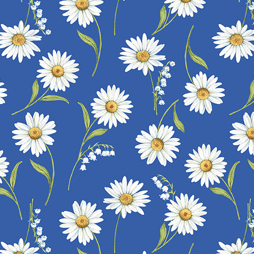 Blue & White Elegance - Daisy Bright Blue - Jackie Robinson - Benartex Fabrics