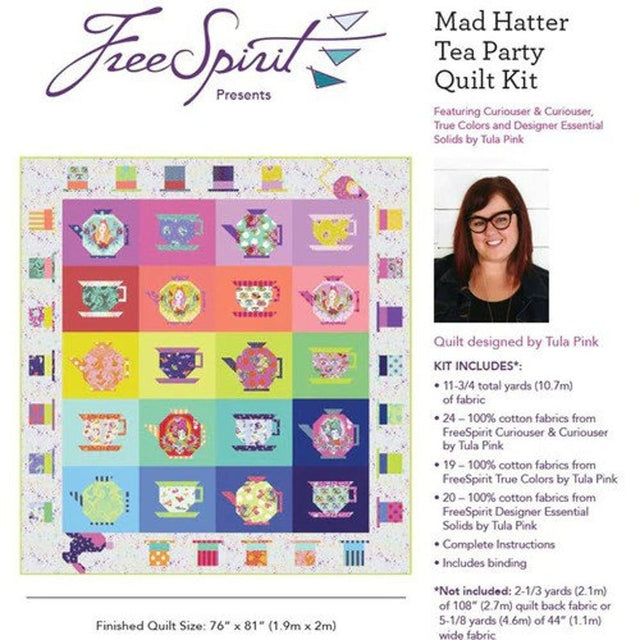 The Mad Hatter Tea Party Kit will be available May-June 2021.  Designed by Tula Pink and featuring fabrics from the Curiouser & Curioser