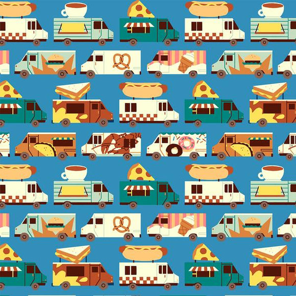 Paintbrush Studio Fabrics - Food Trucks on Blue