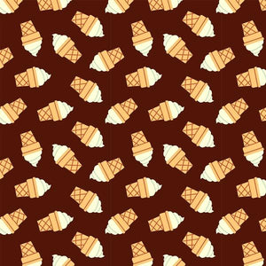 Paintbrush Studio Fabrics - Food Trucks - Vanilla Ice Cream Cones on Brown
