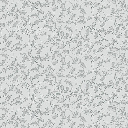 A Botanical Season - Holly Leaf Scroll Gray - Jackie Robinson - Benartex Fabrics