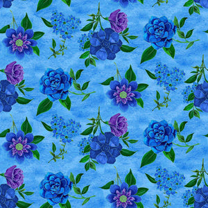 Luna Garden Light Blue Spaced Floral - Blank Quilting