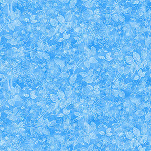 Luna Garden Blue Tonal Floral - Blank Quilting