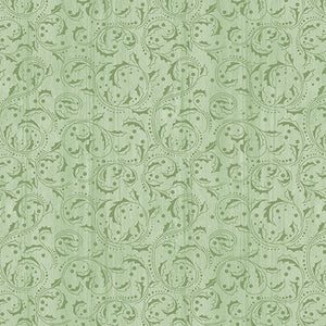 Benartex - Festive Chickadees - Washed Scroll in Light Green