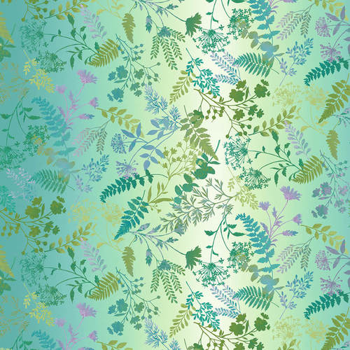 Woodland Wonders - Wildflower Ombre in Teal Greens and Blues - Studio e