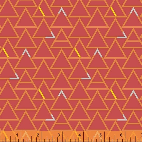 Windham Fabrics - Good Vibes Only - Orange With Colorful Triangles