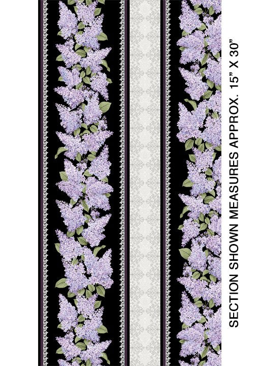 Benartex - Lilacs in Bloom - Lilac Stripe on Black