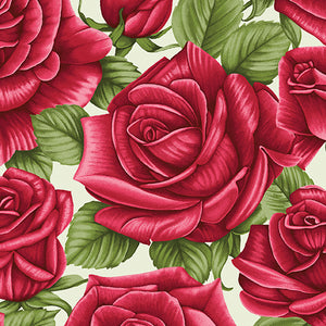 Benartex - A Festival of Roses - Festive Roses on Green