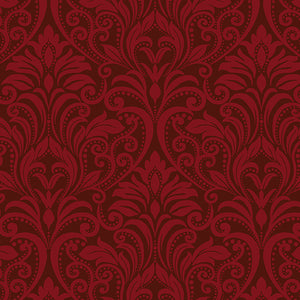 Benartex - A Festival of Roses - Festive Burgundy Damask