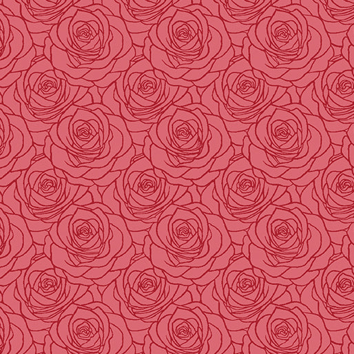 Benartex - A Festival of Roses - Outline Roses in Red