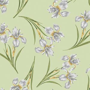 Magnificent Blooms - Iris on Sage - from Benartex