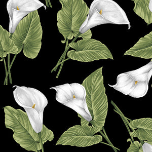 Magnificent Blooms - Calla Lilies on Black - from Benartex