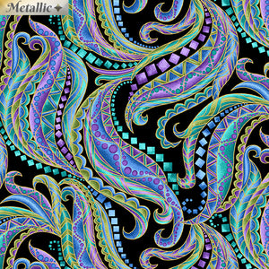 Benartex - Horsen Aroun,  - Mane Swirl, Black-Multi - Ann Lauer