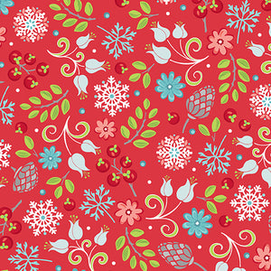 Benartex - Little Floral Red - First Frost - by Amanda Murphy