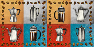 Blank Quilting - Brewed Awakenings - Gray Coffee Pots