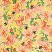 Studio e Fabrics - Bee Sweet Water Color Roses and Bees