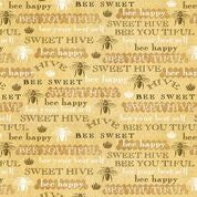 Studio e Fabrics - Bee Sweet Words on a Honeycomb Print