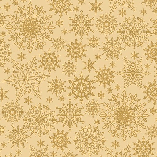 Benartex - A Festive Season - Golden Tonal Snowflakes