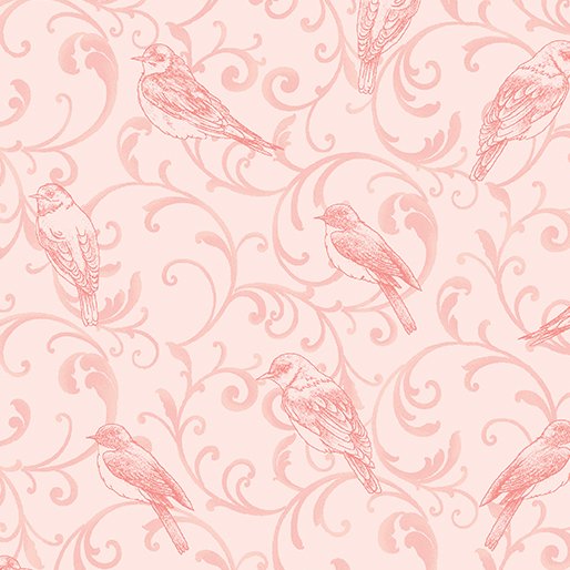 Benartex - Bluebird Gathering -Meadow Scroll Tonal in Pink