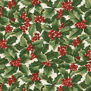 Benartex - A Festive Season - Holly Overall on Cream