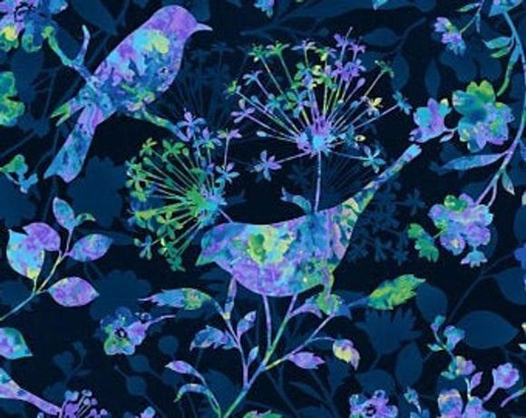 Studio e - Feather & Flora - Birds and Wildflowers in Midnight Blue