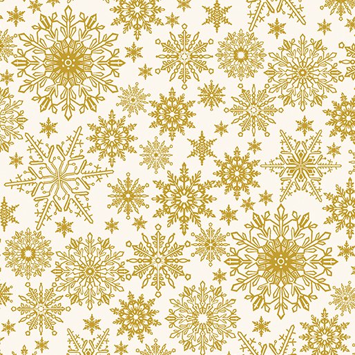 Benartex - A Festive Season - Gold Metallic Snowflakes